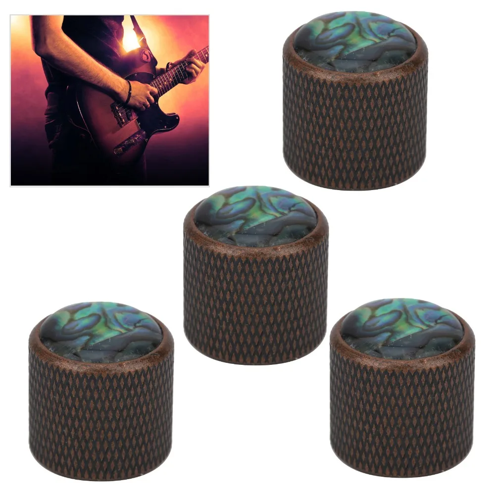 4pcs Dome Shape​ Electric Bass Knob​ ​Metal ​Shell Inlaid​ ​Electric Guitar Knob​ ​Potentiometer Control​