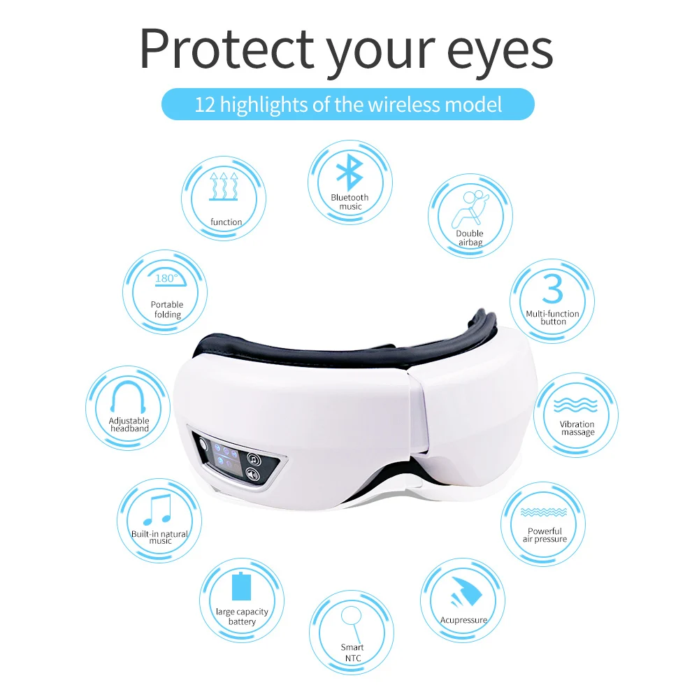 Multi-frequency Vibration Eye Massage Relieves Eye Fatigue Foldable Bluetooth Music Eye Care Glasses Smart Eye Massager