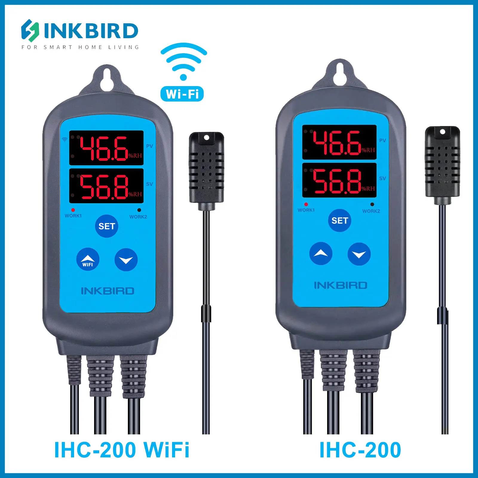 INKBIRD HD WiFi Smart Humidity Controller IHC-200-WiFi LED Display Hygrometer Control Socket With Sensor IHC-200 EU Plug