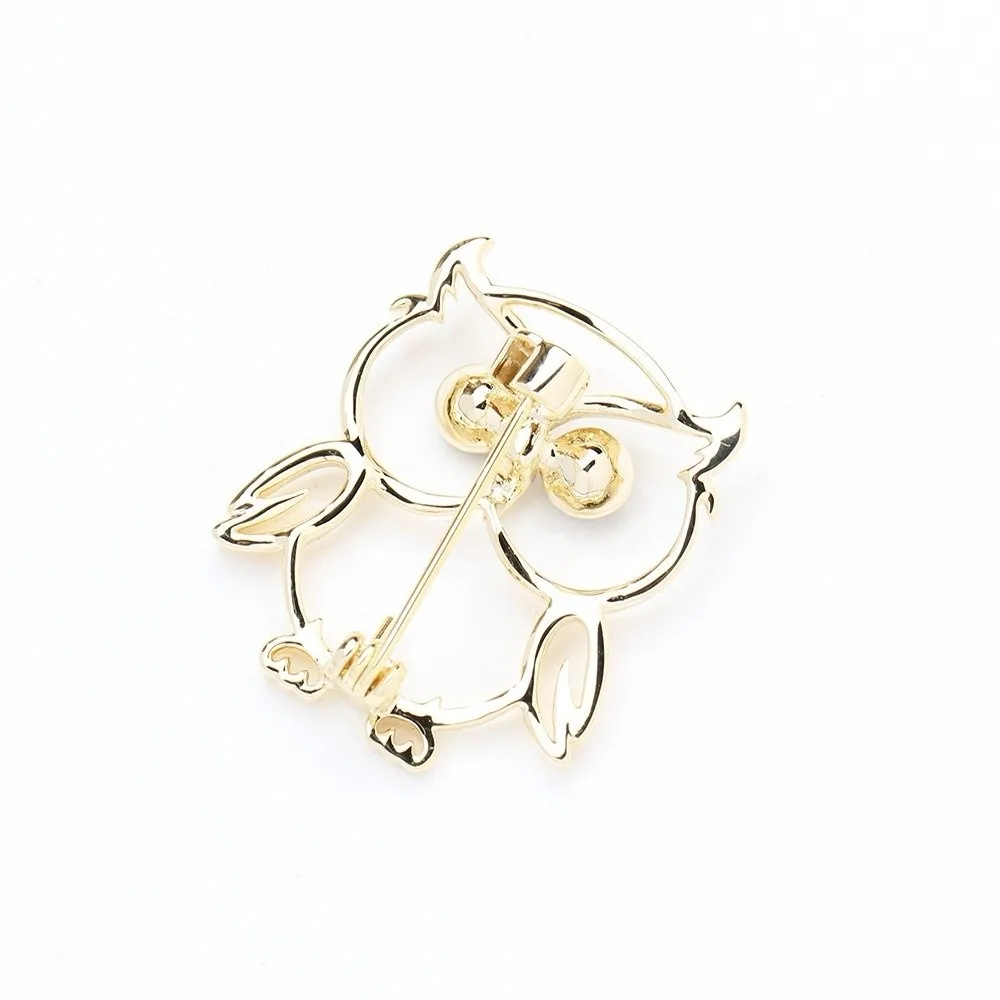 Delicate Light Luxury Owl Rhinestone Brooch Vintage Clothes Decoration Animal Metal Pin Hollow Owl Badge Pin Clothes Accessories