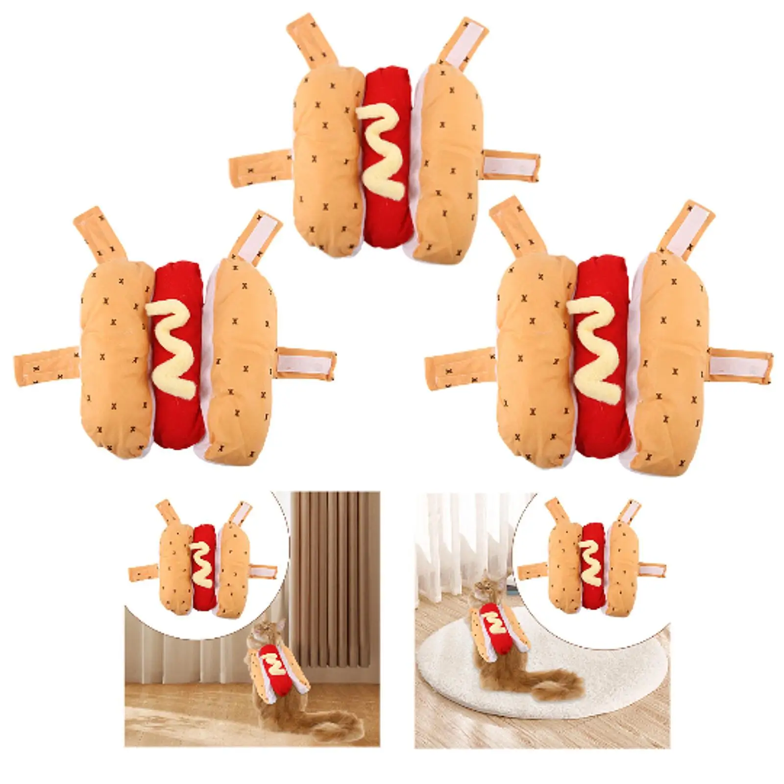 Dog Hot Dog Costume Pet Apparel Clothes Hamburger Cosplay Apparel for Halloween Themed Party Holiday Festival Stage Performance
