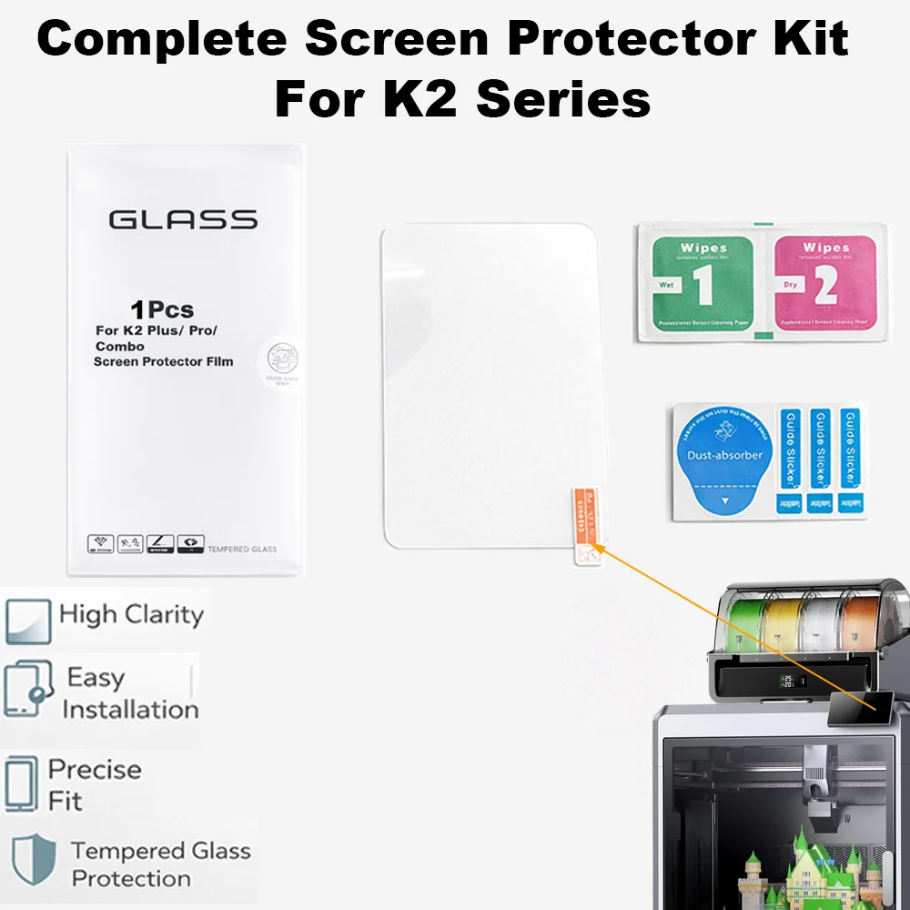 For Creality K2 Plus /K2 Pro/K2 Pro Combo Screen Protector, HD Clear Anti-Fingerprint Anti-Scratch Film 3D Printer Accessories