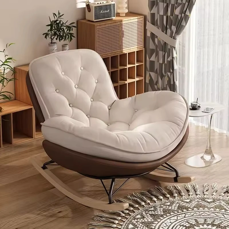 Modern luxury rocking chair recliner environmentally friendly fabric comfortable knife leg hotel living room bedroom