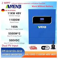 11KW 48V Hybrid Solar Inverter 220VAC Off Grid Tie Inverter Pure Sine Inversor Built-in 160A MPPT Solar Charger Dual PV NEW