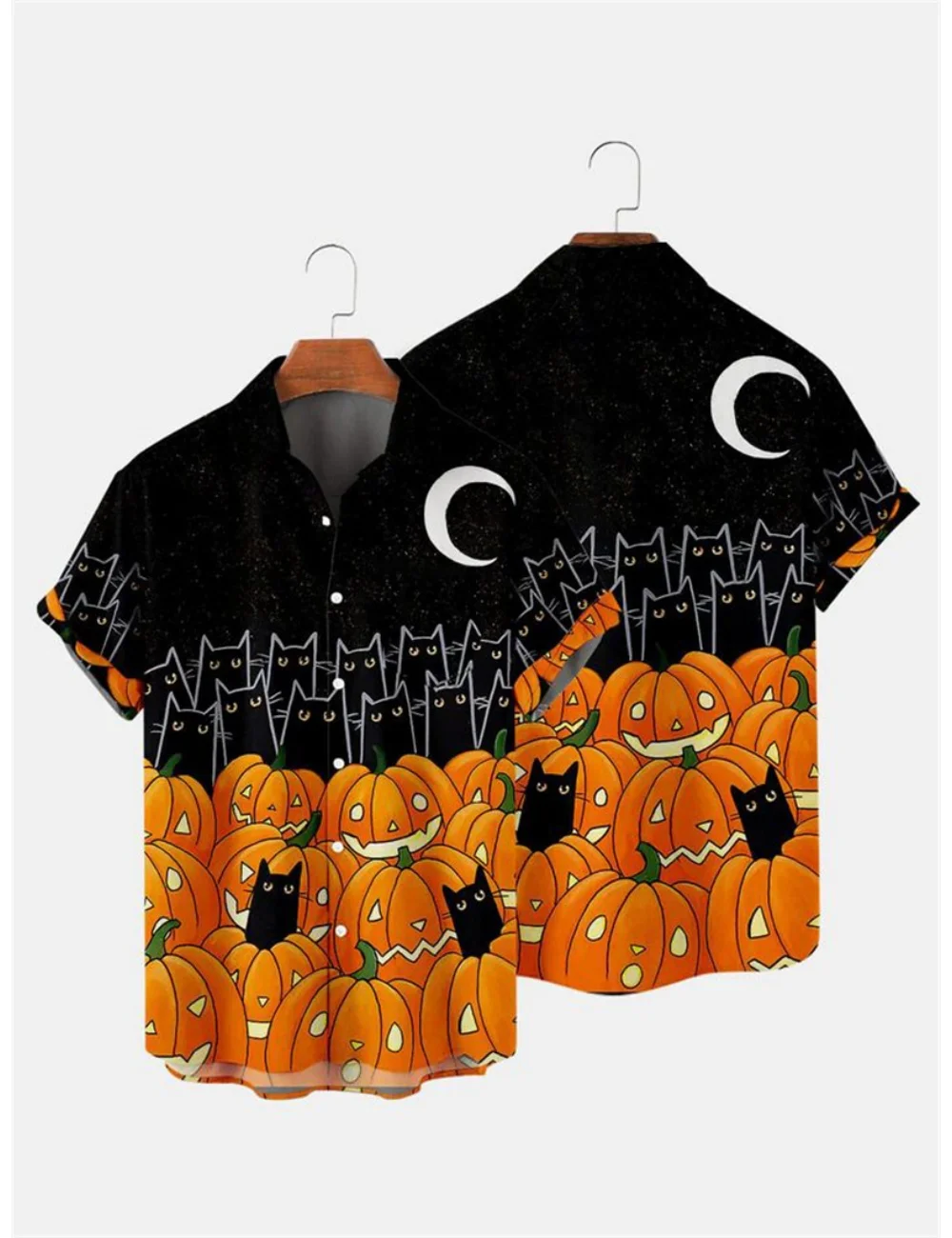 

Men's Fashion Halloween Pumpkin Head Print Shirt Summer Men's Clothing Hawaiian Shirt Beach Men Top Men' Short Sleeve Shirts