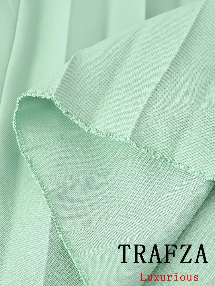 TRAFZA-Jupe droite longue en émail à boutonnage simple pour femme, ensembles vintage, monochromatique, chic, décontracté, bureau, mode d'été, nouveau, 2024