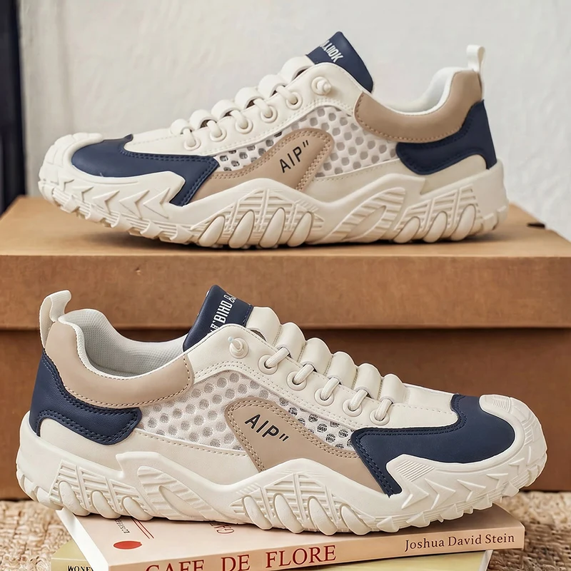 Men's mesh flat tide casual sneakers summer soft-sole anti-slip outdoor running shoes breathable lightweight speed sports shoes