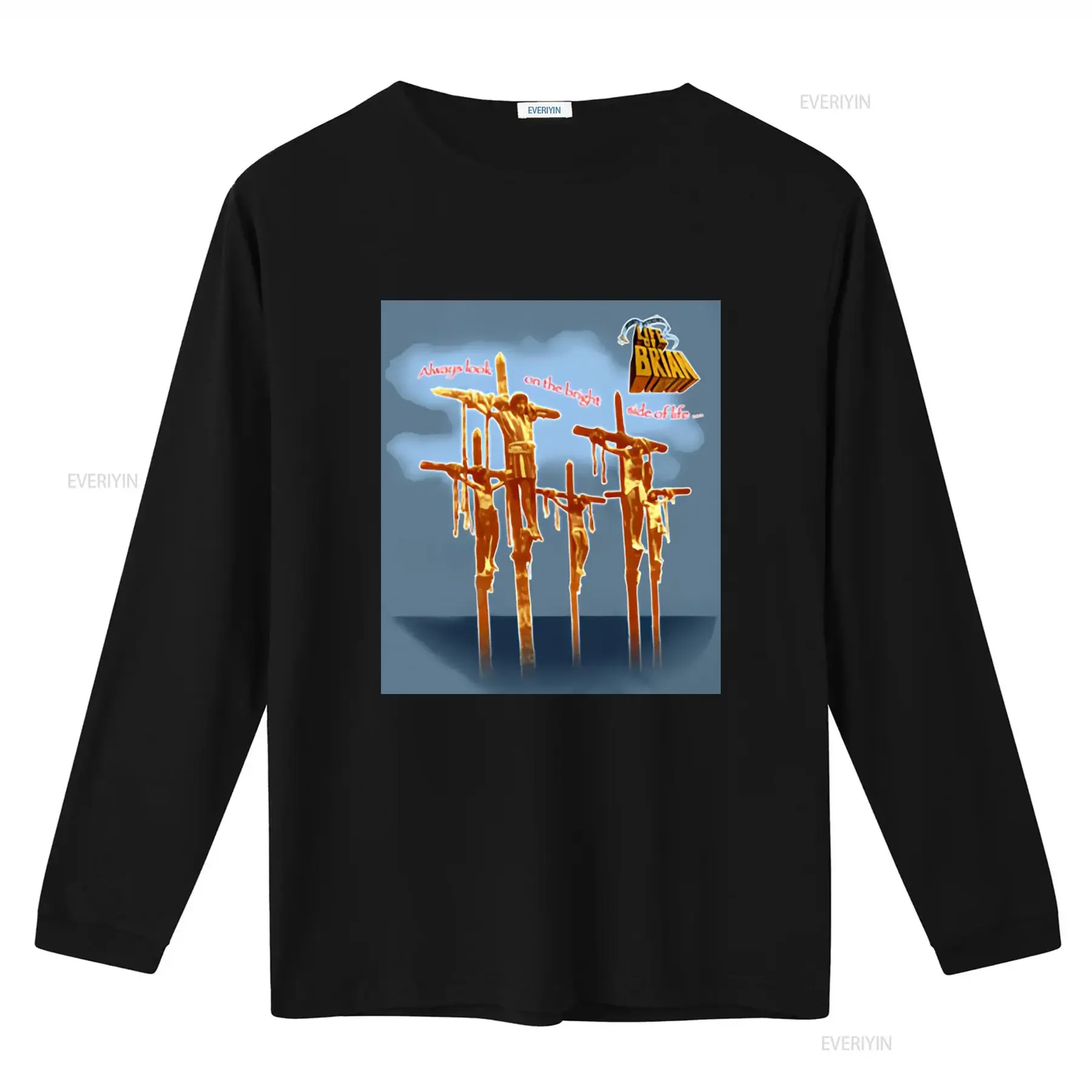 Monty Python Life of Brian Liquid Blue Men's T Shirt Extra Large Featuring Iconic Cross Scene and 'Always Look on the Bright