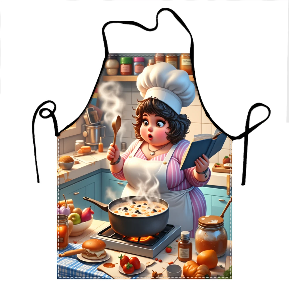 Chef Apron With Cooking Scene Design For Kitchen Use Fun And Colorful Apron For Cooking Enthusiasts