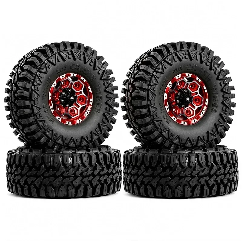 Metal 1.9 Beadlock Wheel Rim Tires Set for 1/10 RC Crawler Car Axial SCX10 III AXI03007 90046 TRX-4 Redcat GEN 8
