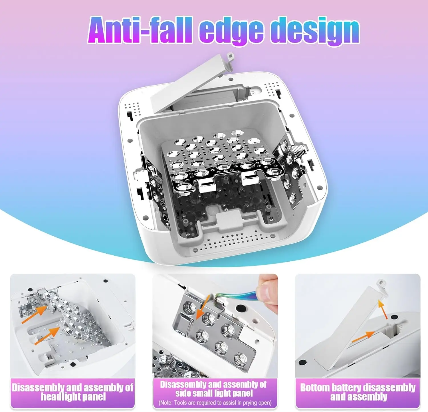 コードレス充電式72W UV LEDネイルランプ、メタリックリフレクター＆ベース付きワイヤレスジェルドライヤー（ホワイト）