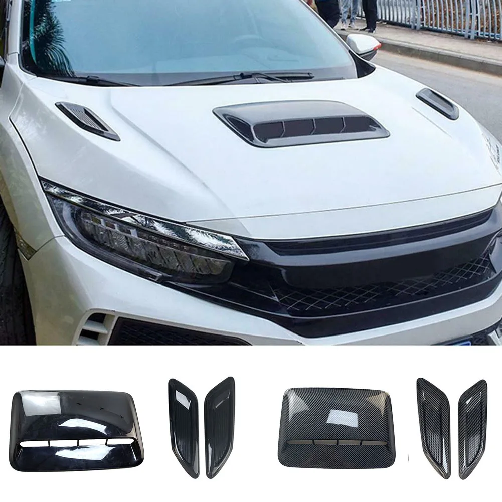 

2 Sets of Car Air Intake Hood Vents, Engine Hood Decoration Cover, Head Cover Decoration, ABS Fake Air Vents