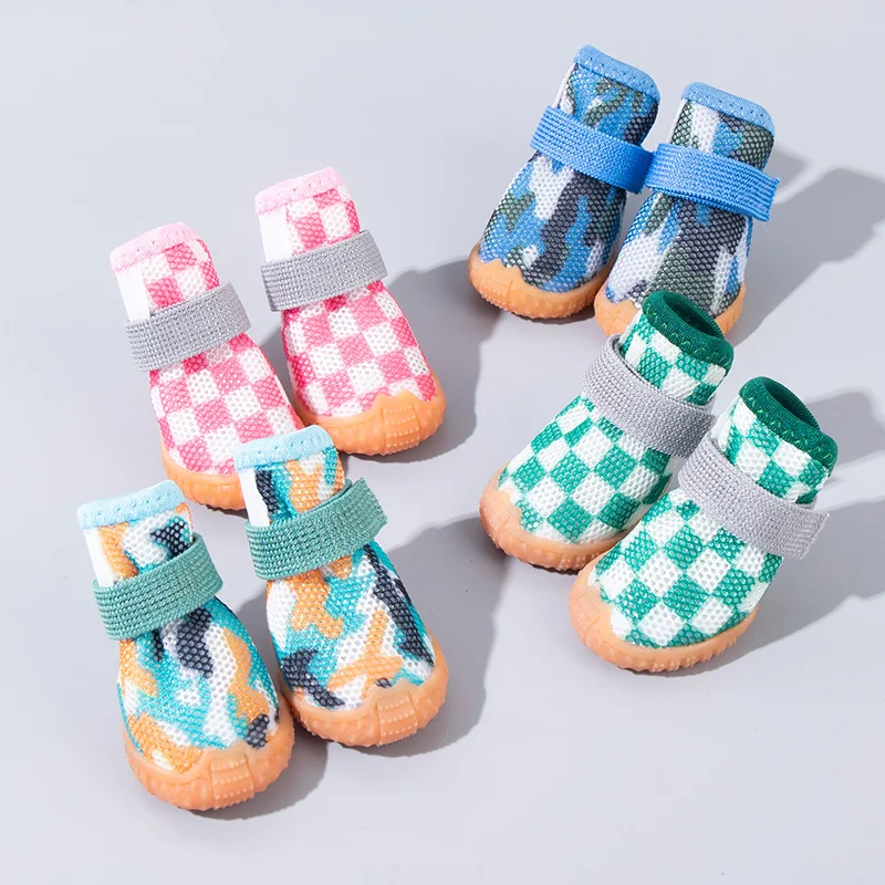 

2 Pairs Summer Dog Shoes for Small Breeds - Breathable Anti-Slip Paw Protectors for Teddy/Bichon/Pomeranian (No-Shed Fit!)