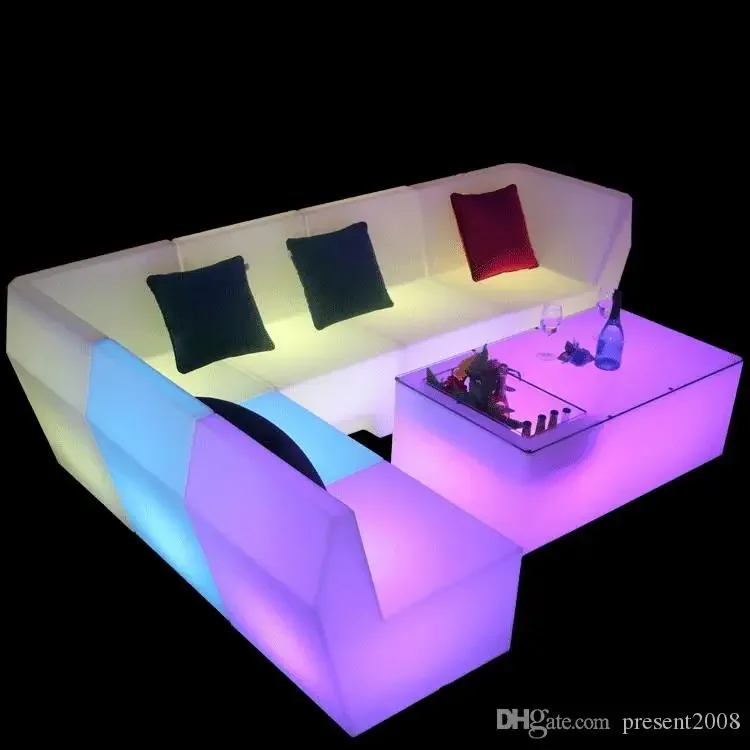 LED licht sofa salontafel combinatie bar club KTV kamer kaart zetel tafel en stoel creatieve persoonlijkheid meubels teller stoel