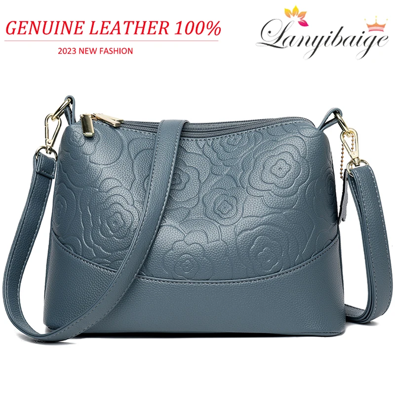 Nuova borsa a mano in vera pelle solida Designer borsa con manico superiore borse a tracolla Messenger da donna di grande capacità Sac femminile in