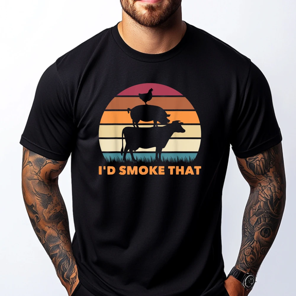 

Id Smoke That Barbecue Хип-хоп Уличная одежда Футболки День отца