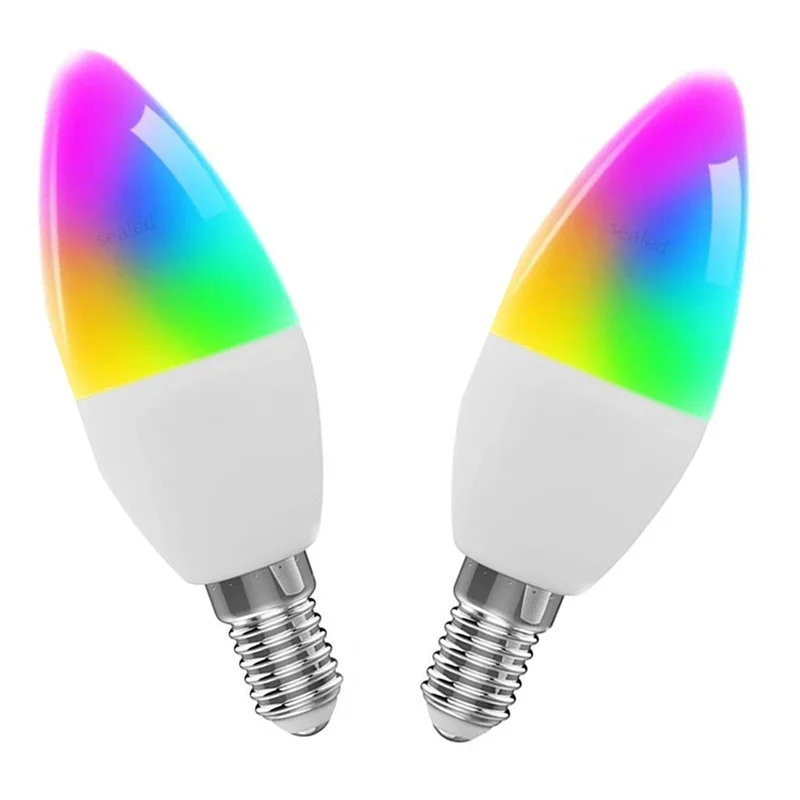 

2Pcs Tuya Smart Wifi LED Bulb Five-Way Spiral Candle Bulb Wifi RGB Bulb Remote Control And Voice Control 9W