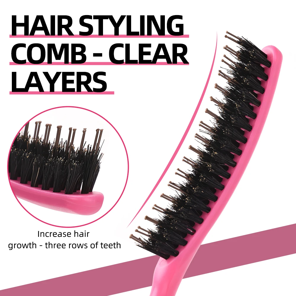 

Щетка из натуральной щетины кабана для увеличения объема, разглаживания, укладки с премиальной ручкой из АБС-пластика, инструменты для укладки