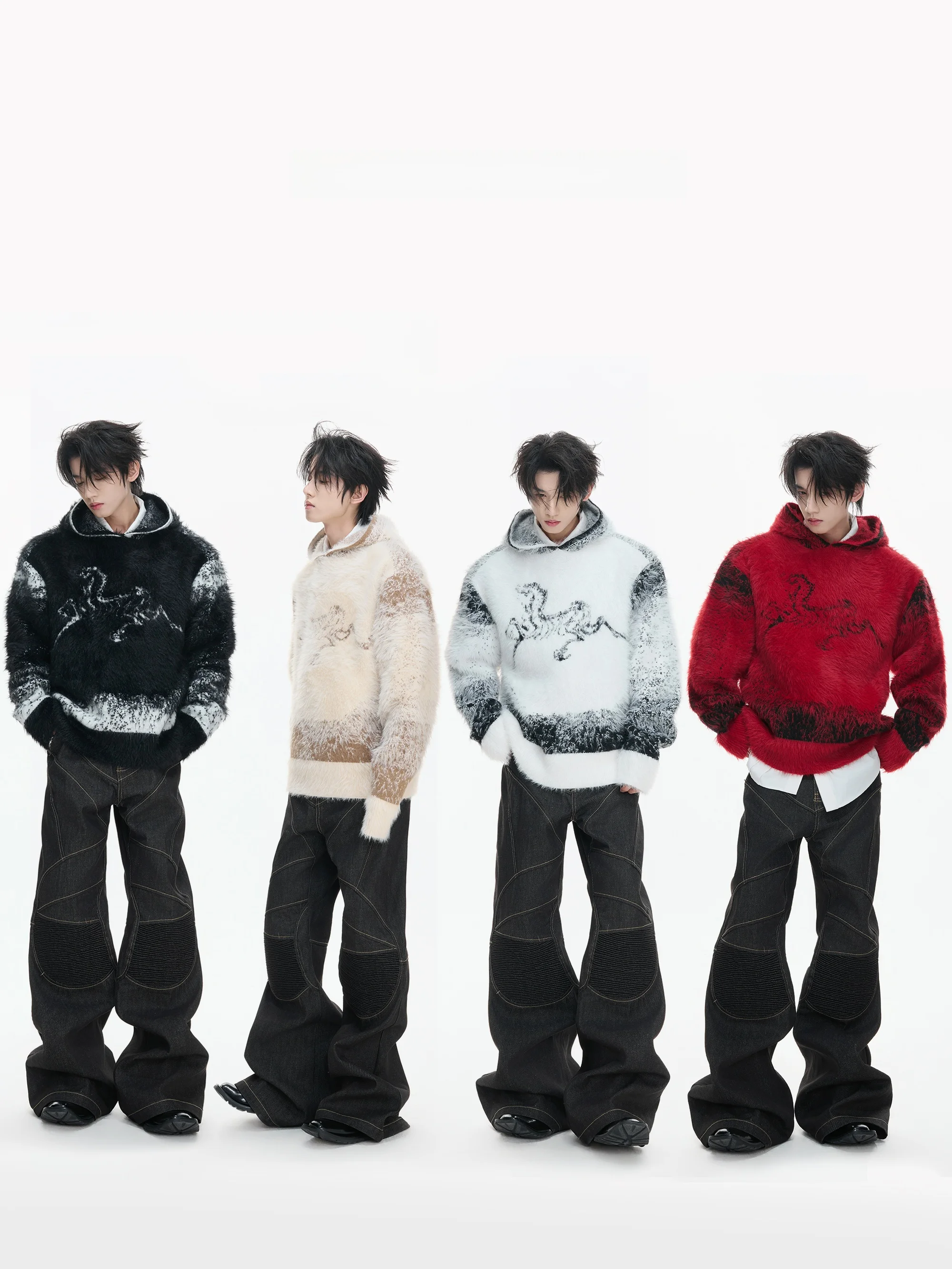 

Парные толстовки с капюшоном из искусственного меха, утепленные, для зимы, из смесового хлопка, акрила, нейлона и кожи, модные, городские, стильные, с капюшоном