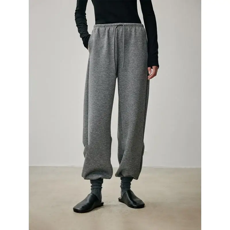 

Maxdutti Minimalist High Waisted High-density Texture Air Layer Soft Sports Cropped Ankle Pants Woman Clothes Women's Pants 2026