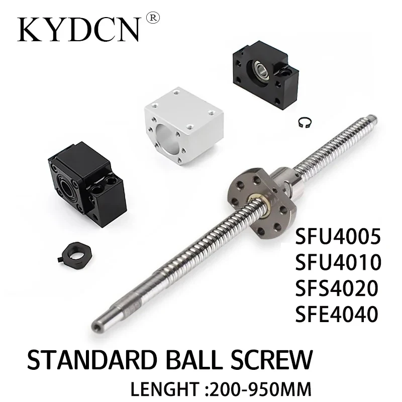 Machined C7 SFU4005  SFU4010 SFS4020 SFE4040 200-950mm Roller Ball Screw With Single Ball Nut And BKBF