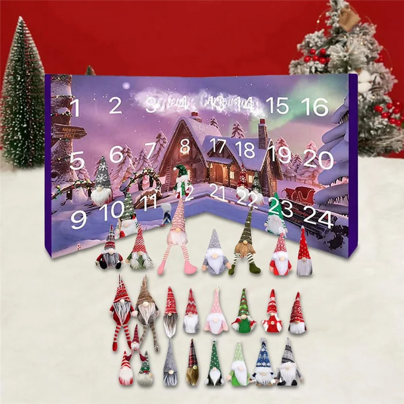 CYCLI-Christmas Gnome Calendar With Collectible Gnome Dolls Gnome Plush Toy Gnome Countdown Calendar For Kids Adults