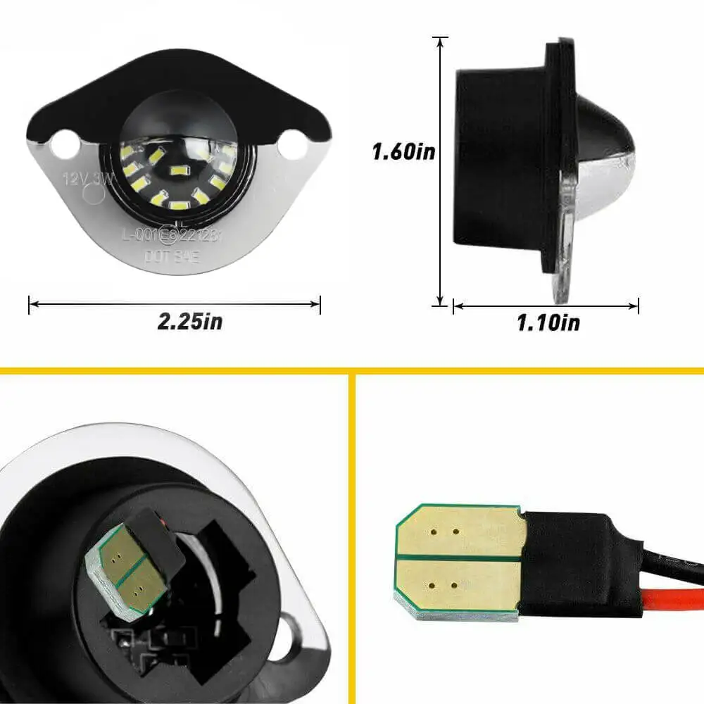 LED License Plate Light Replacement Compatible with 1994-2004 Ford Mustang Pickup Truck 6000K White Car Lamps