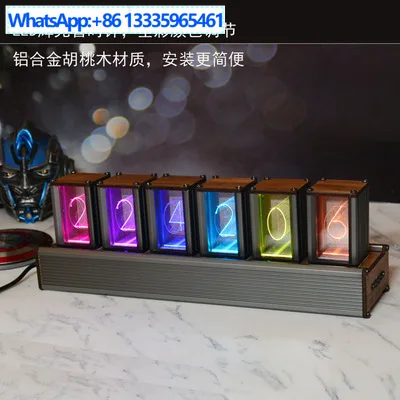 For RGB pseudo-glow tube clock DIY kit desktop walnut retro digital ornament living room creative desktop electronics