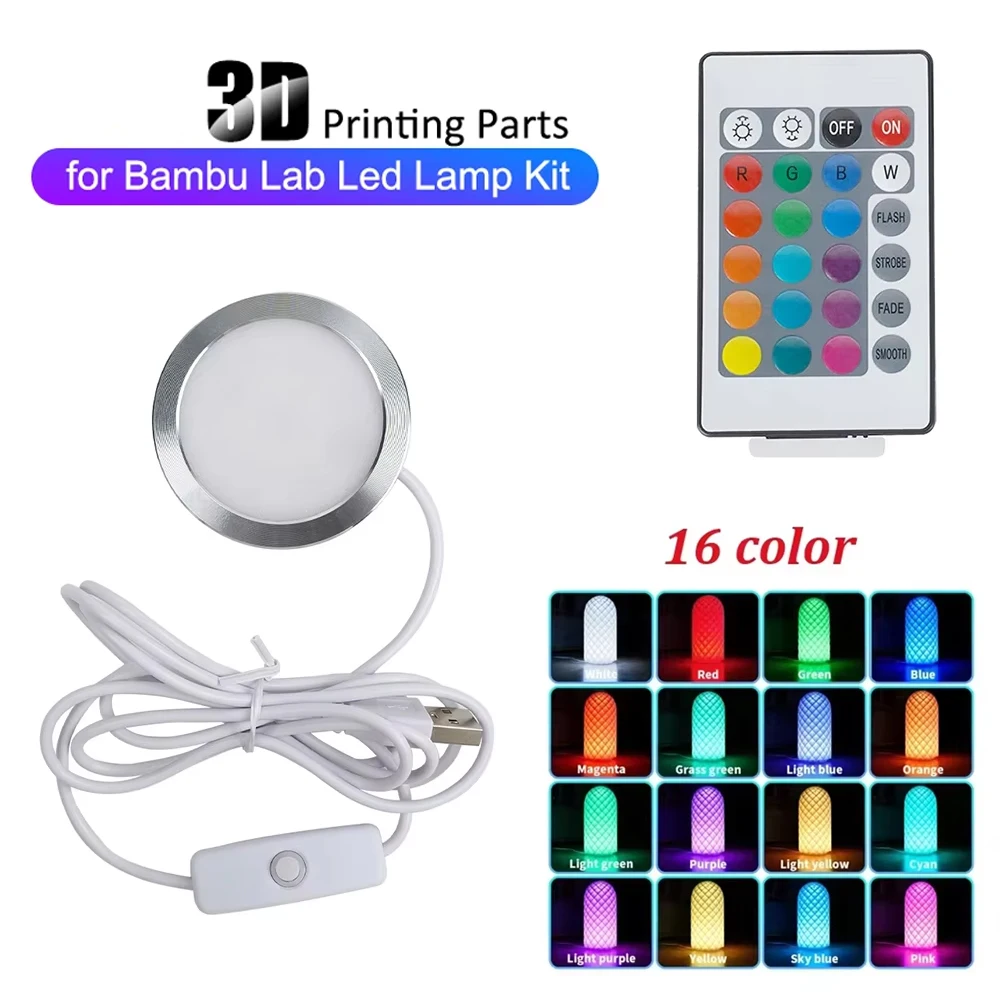 For Bambu Lab Led Lamp Kit Adjustable Rgb Light Parts Printing Lighting Hardware DIY Model Warm White 3D Printer Accessories