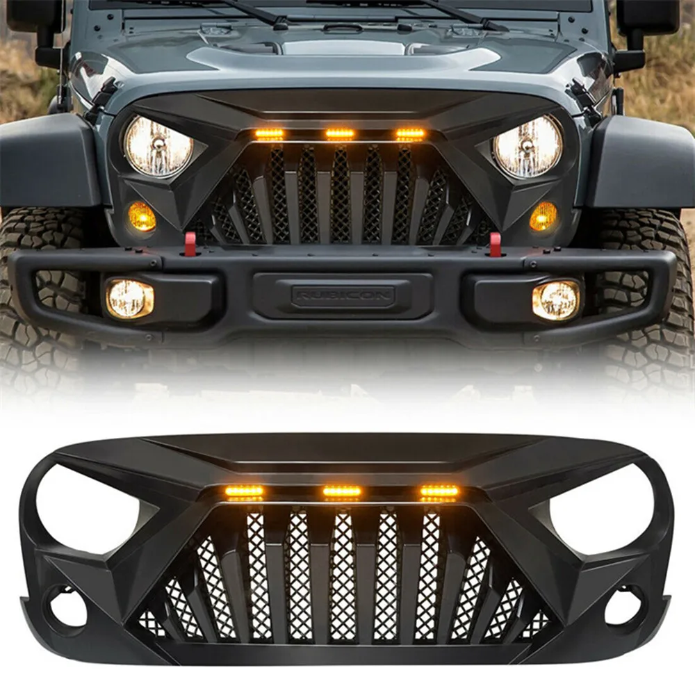 Auto Front Grill Guard For Jeep Wrangler Jk Accessories 2007-2017 4x4 Offroad Grille With Led Light Car Exterior Parts