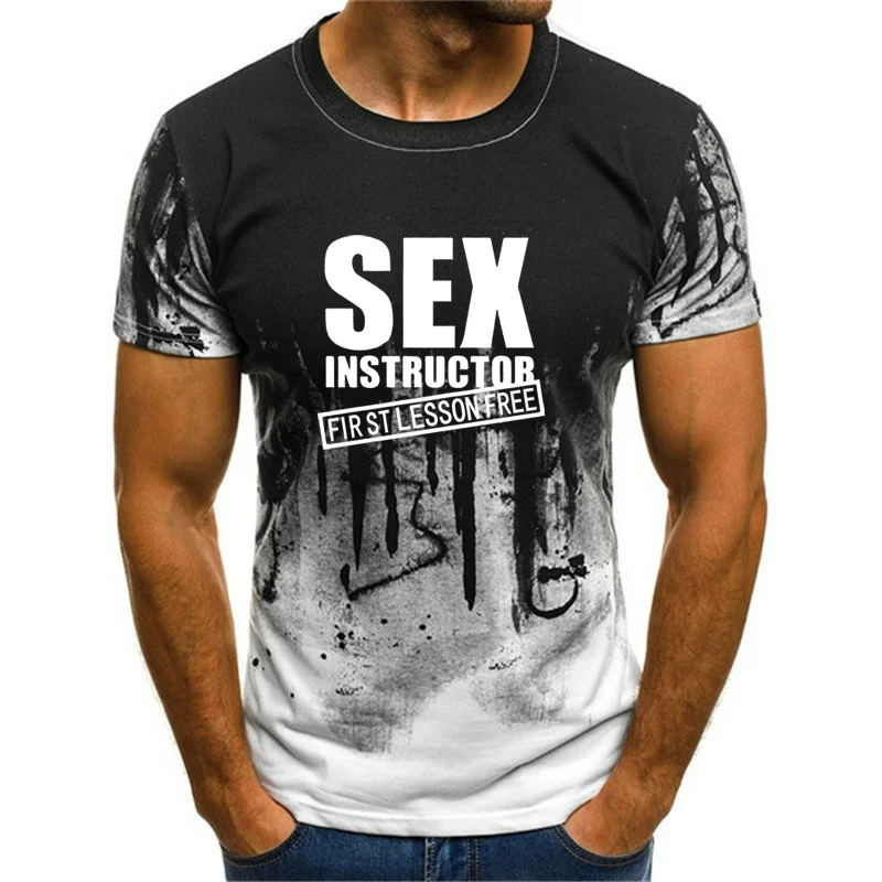 Harajuku sex instructor first lesson free printed crew neck t-shirt,casual short sleeve t-shirt,fitness short sleeve tops