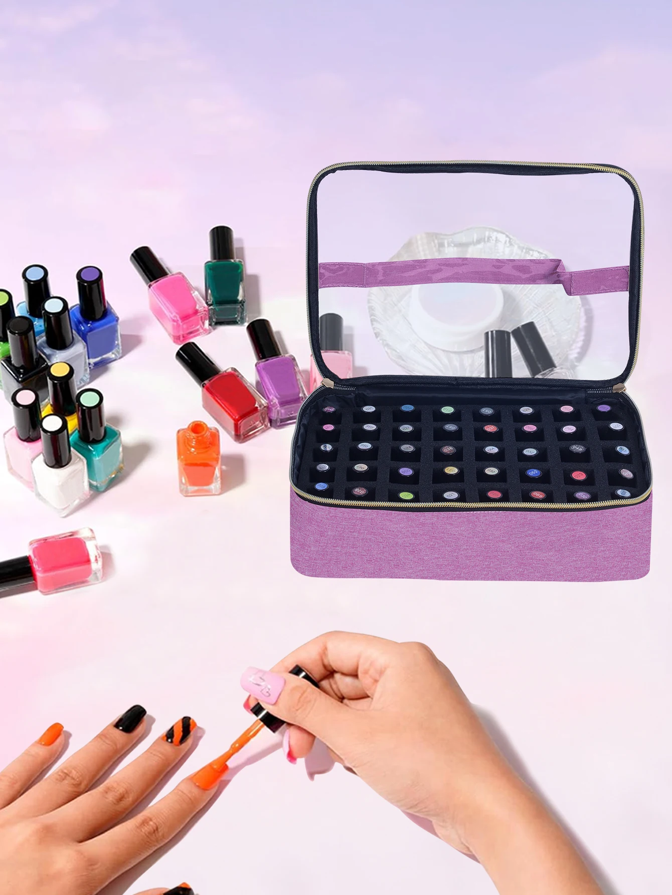 40-Flaschen UOZL Nagellack-Organizer, mit abnehmbaren Fächern, Design für Nagelbohrer und Nagellackaufbewahrung. – Detail 1