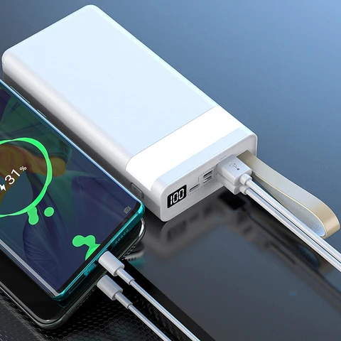 Большая емкость 30000 мАч Power Bank с двумя портами USB, быстрая зарядка для iPhone 15 14 Xiaomi Samsung, портативный запасной аккумулятор Powerbank