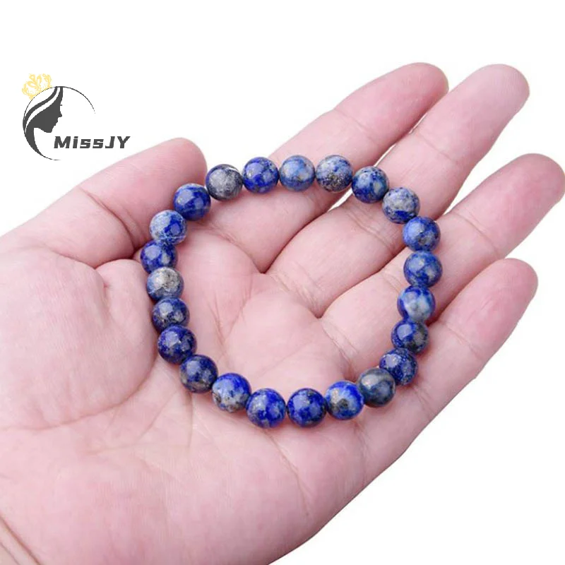 8mm Natural Lapis Lazuli Beads Bracelets Unisex Elastic Bangle Natural Stone Round Beads Bracelet For Men Women Jewelry Gifts