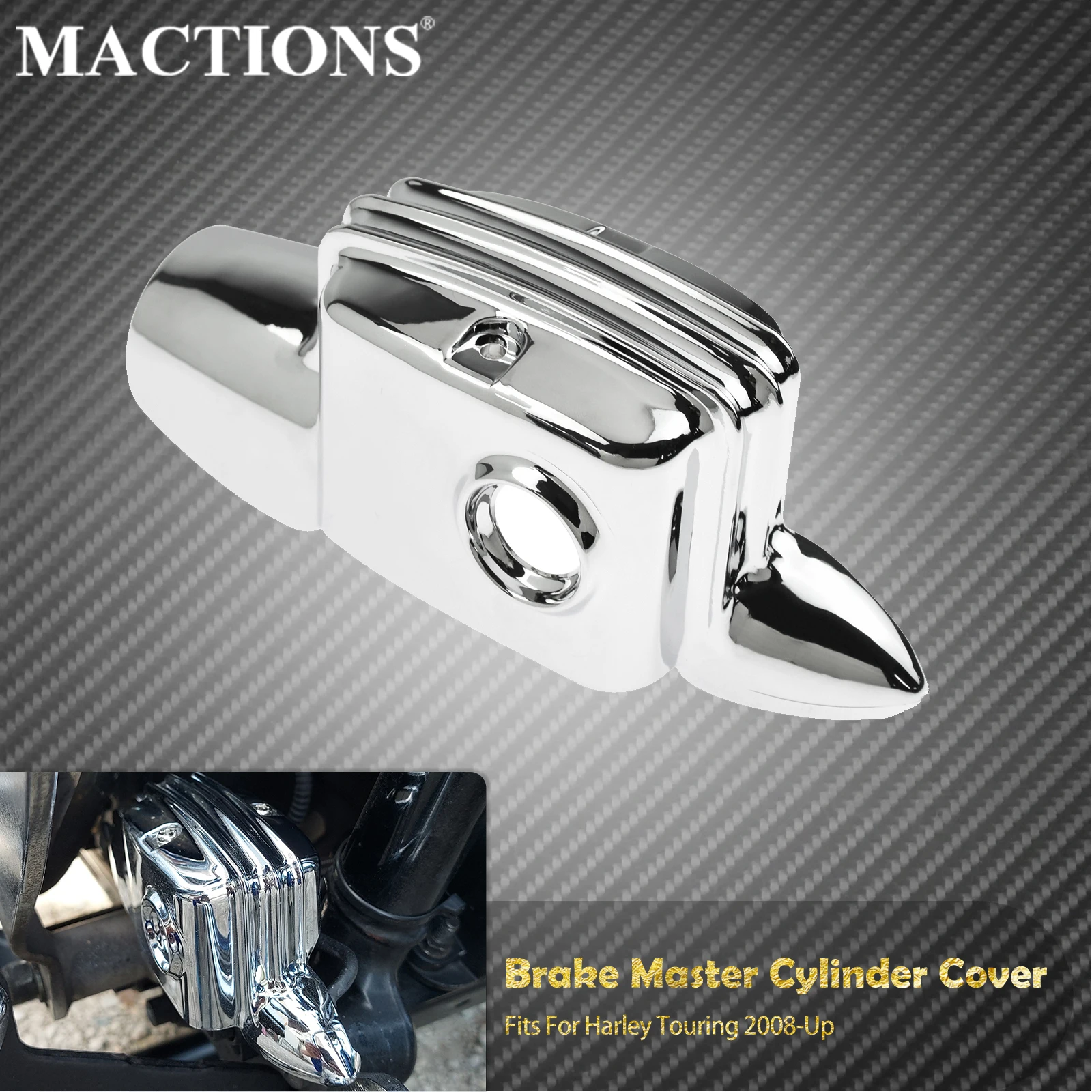 Motorcycle Rear Brake Master Cylinder Cover Chrome For Harley Touring Electra Street Glide Standard Road King FLHR FLHX 2008-Up