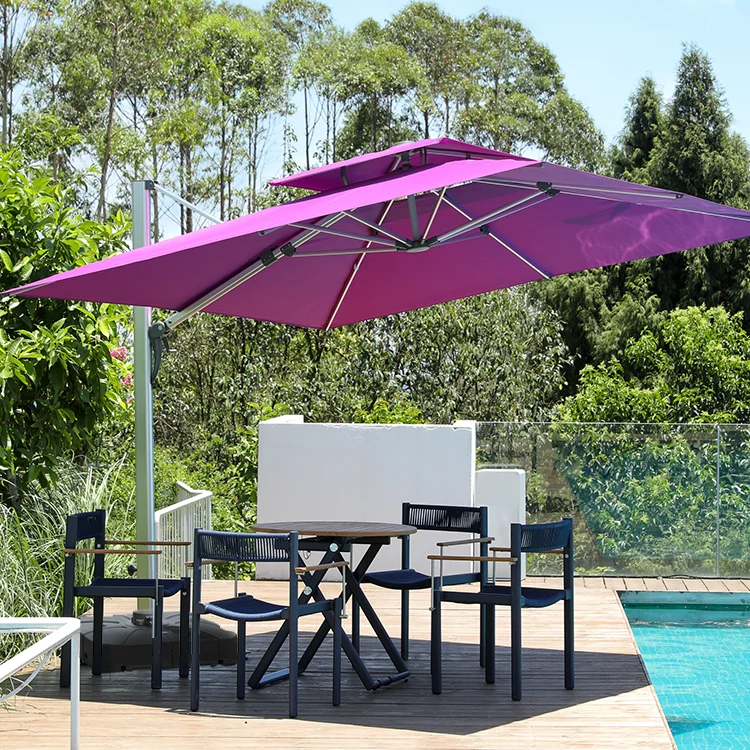 Outdoor Patio Umbrella Commercial Garden Sunshade Cantilever Umbrella Foldable UV Protection Durable Aluminum Courtyard Park
