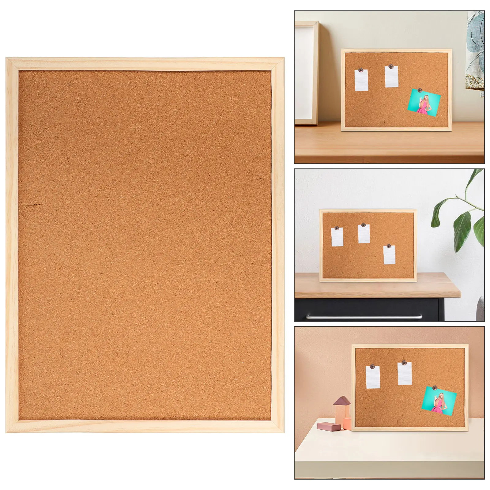 1Set Exquisite Wood Cork Bulletin Board for Office Wall Mount Photo Display Memo Notice Reminder Calendar Menu Message Board