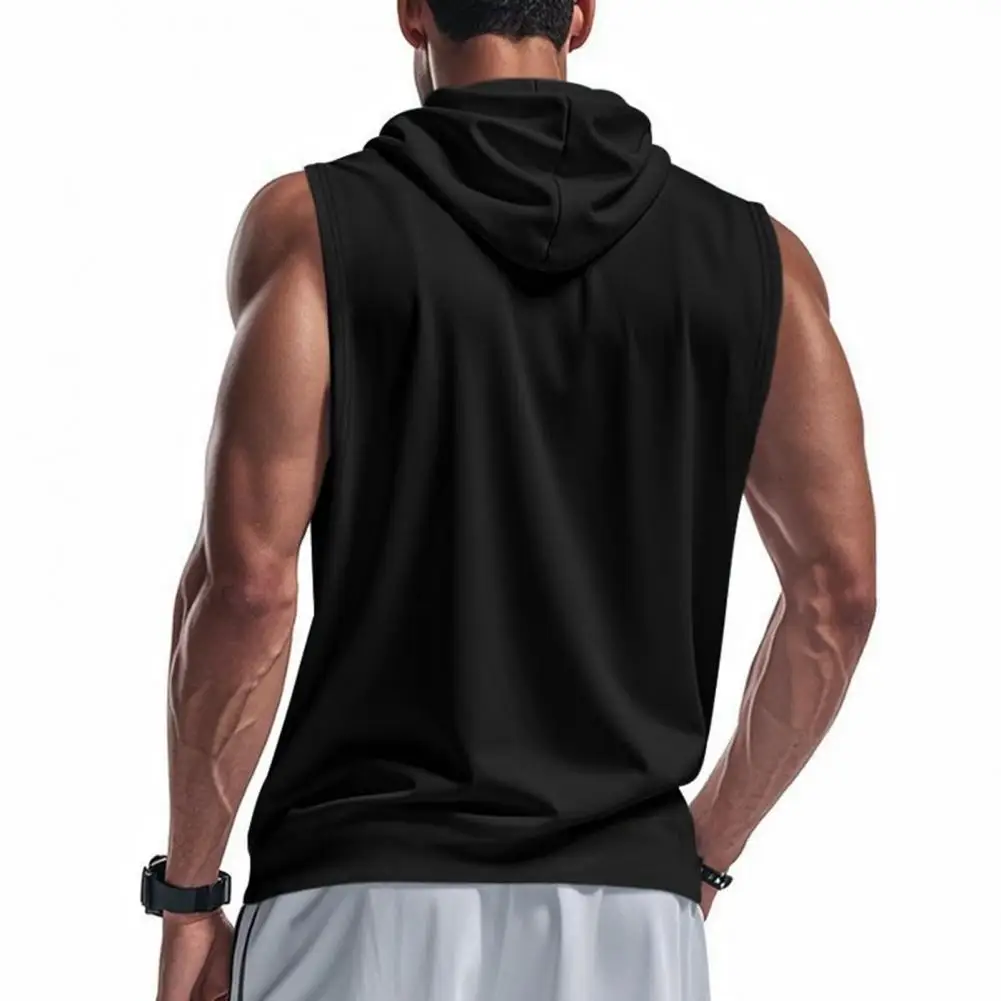

Men Workout Vest Men's Sleeveless Hooded Vest Quick-drying Summer Sports Top Wide Shoulder Strap Activewear for Daily Casual