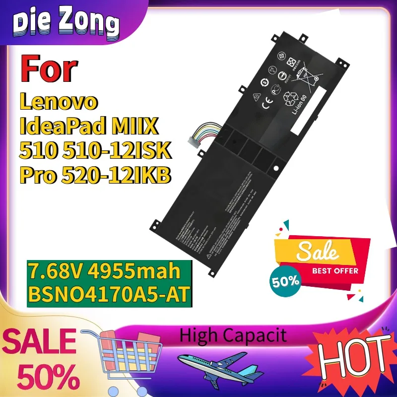 In Stock  For Lenovo IdeaPad MIIX 510 510-12ISK Pro 520-12IKB Fast Shipping 7.68V 4955mah BSNO4170A5-AT High-Quality