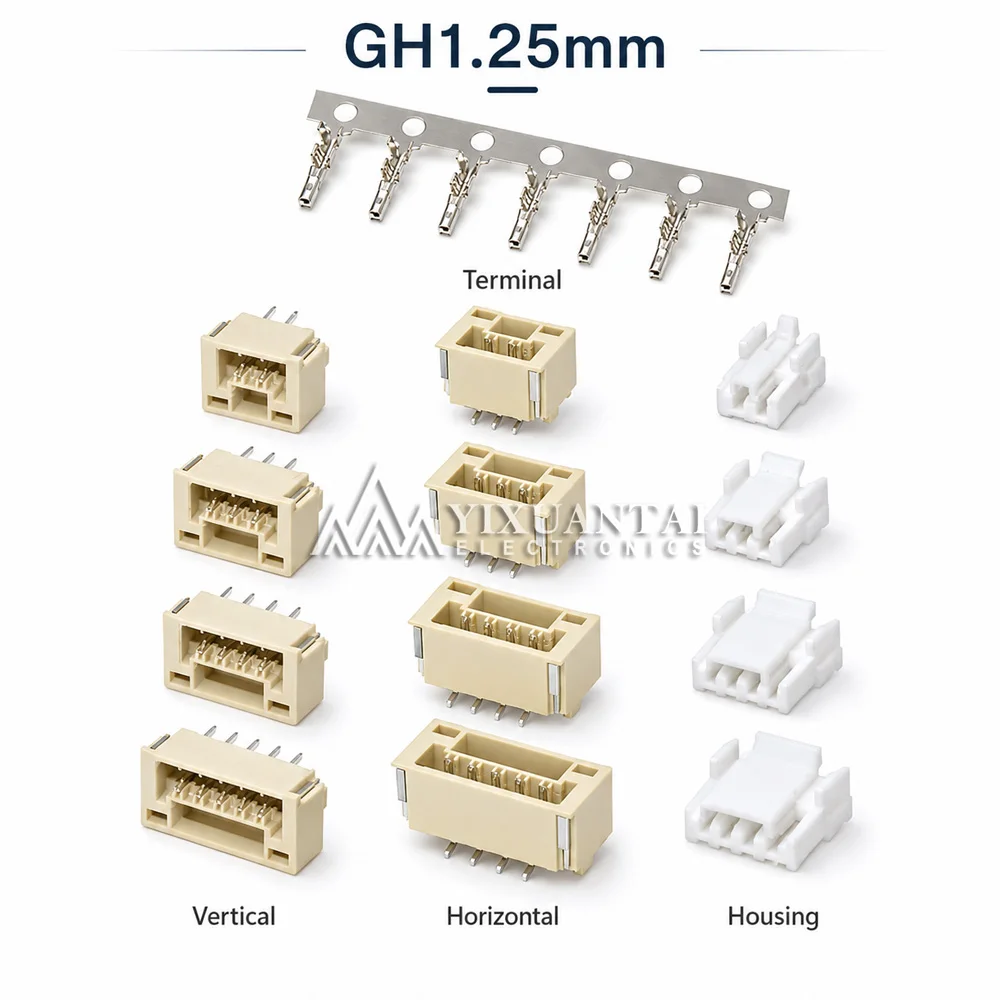20pcs GH1.25mm Connector Kit 2P 3P 4P 5P 6P 8P 10P 12P Housing Vertical Horizontal Socket Terminal Wire to Board Plug
