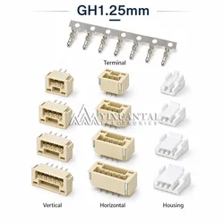 20pcs/lot GH1.25mm Wire to Board Connector Kit 2P 3P 4P 5P 6P 8P 10P 12P Housing Vertical Horizontal Socket Terminal Plug