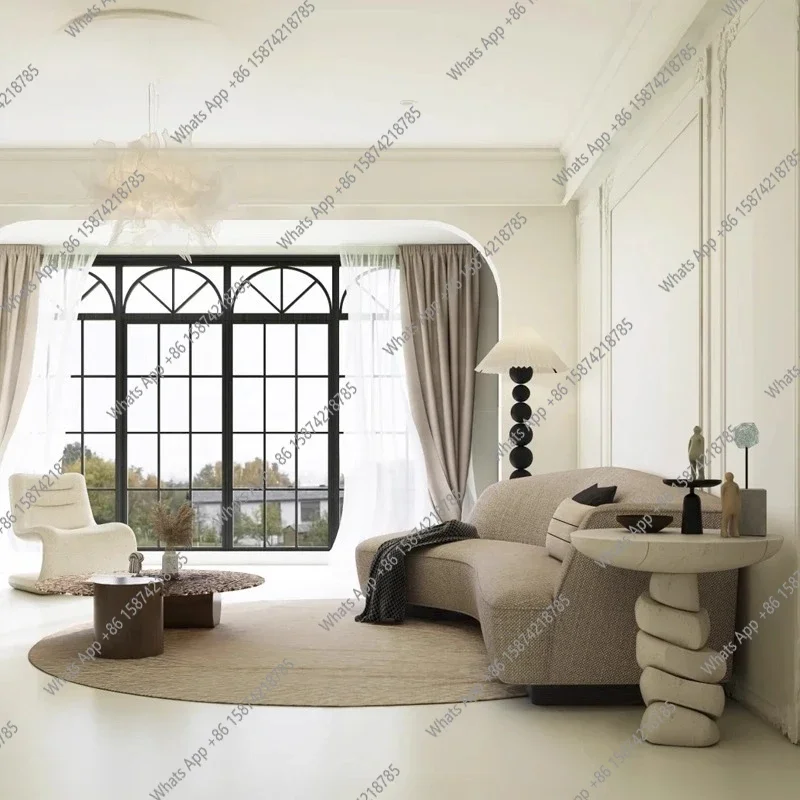 

Итальянская минималистичная вилла Xx, элитный журнальный столик, креативная легкая роскошь, элитная гостиная в современном стиле, угловой диван-стол