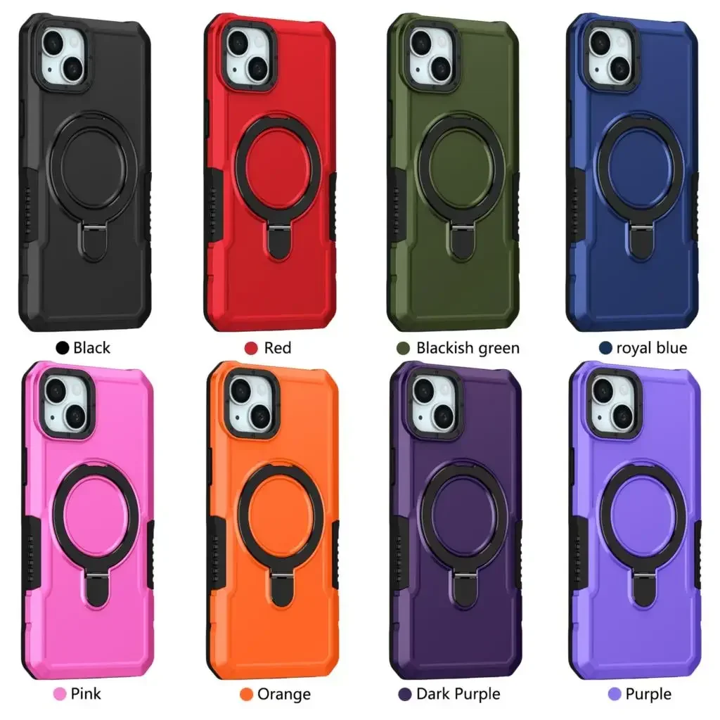 Stoßfeste Ständer-Telefon-Schutzhülle für iPhone 16 Plus Pro Max 15 14 13 Auto-Magnetfunktion Heavy Duty Armor OTT Cover Box