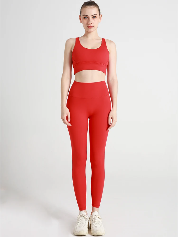 

Женский дышащий комплект для йоги: классический спортивный бюстгальтер с красивой спинкой и леггинсы с высокой эластичностью, быстросохнущие, для велоспорта и бега