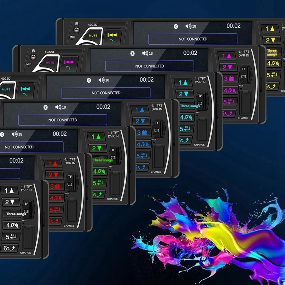 클래식 4.1인치 화면 차량용 MP5 플레이어, 블루투스 1 Din 리모컨 오디오 시스템, USB AUX FM 지원, 후방 카메라 지원