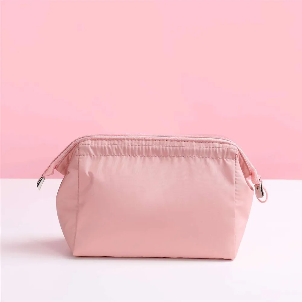 Bolsa de cosméticos portátil para mujer, organizador de viaje de Color sólido con cremallera, Mini bolsa de viaje, bolsa de aseo para mujer