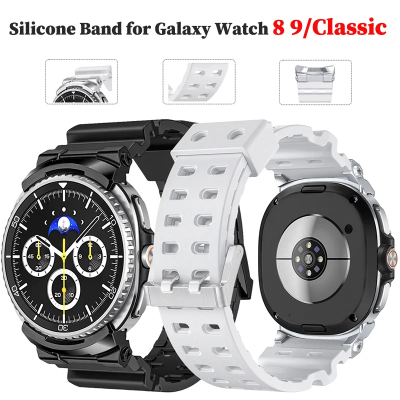 Silikonarmband für Samsung Galaxy Watch 8 9 44mm 40mm Ersatz-Sportarmband für Galaxy Watch 8 Classic 46mm