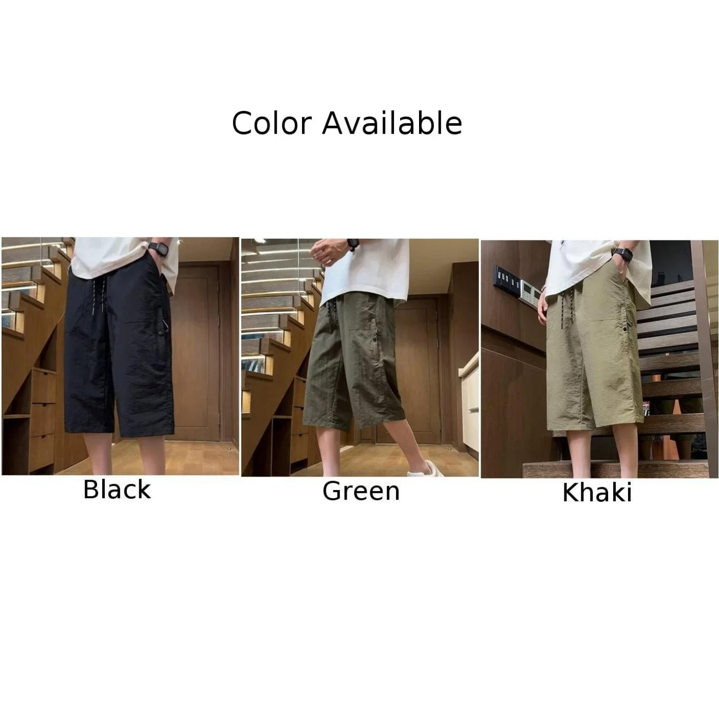 Casual Ice Silk Overalls Pockets Leisurewear 2XL Cropped Overalls Slight Elastic Fabric Club Apparel Daily Use