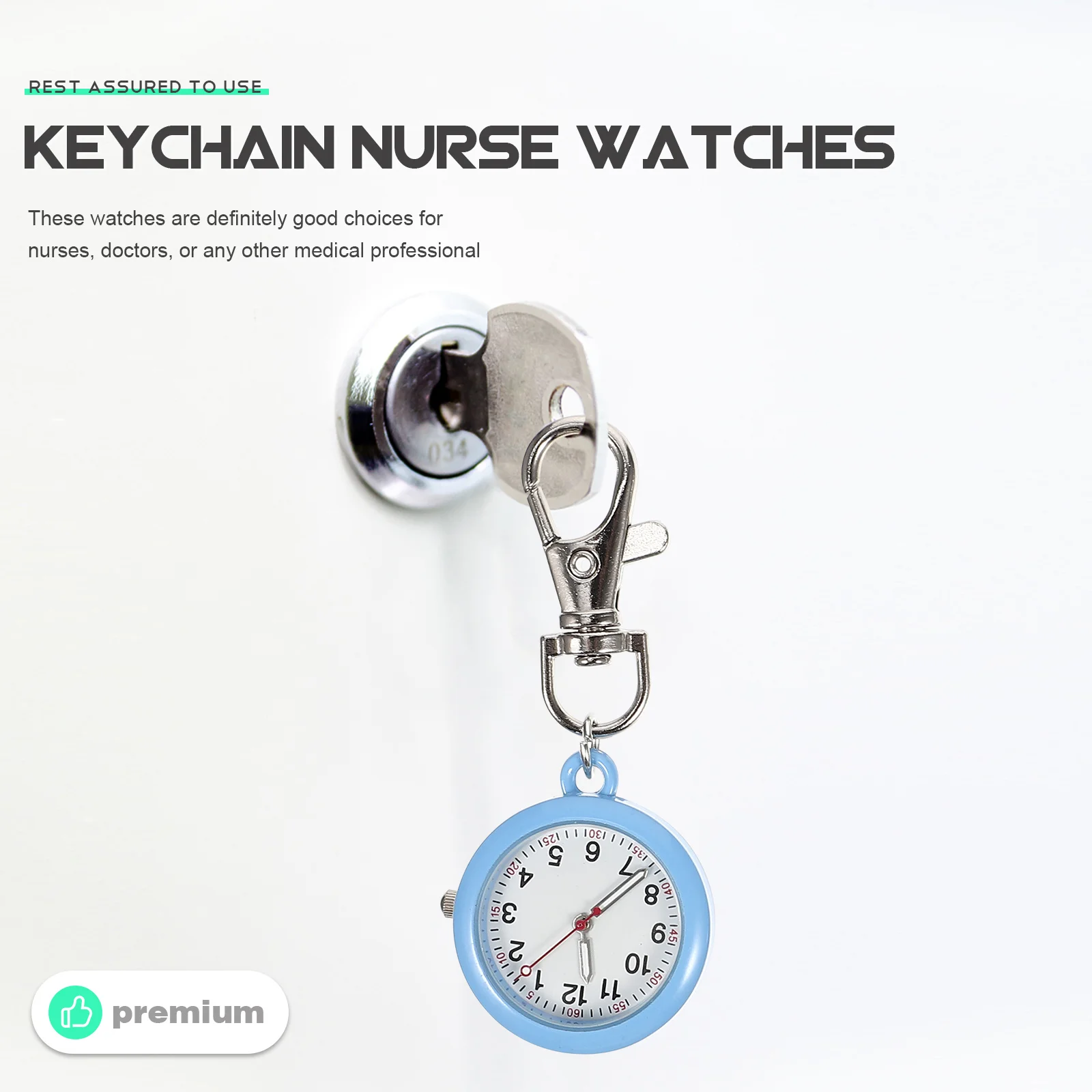 4 قطعة ساعات الجيب ممرضة سلسلة مفاتيح معدنية ساعة توهج مضيئة الأيدي المحمولة ساعة معلقة للممرضات الأطباء الموظفين الطبيين الصغيرة #4