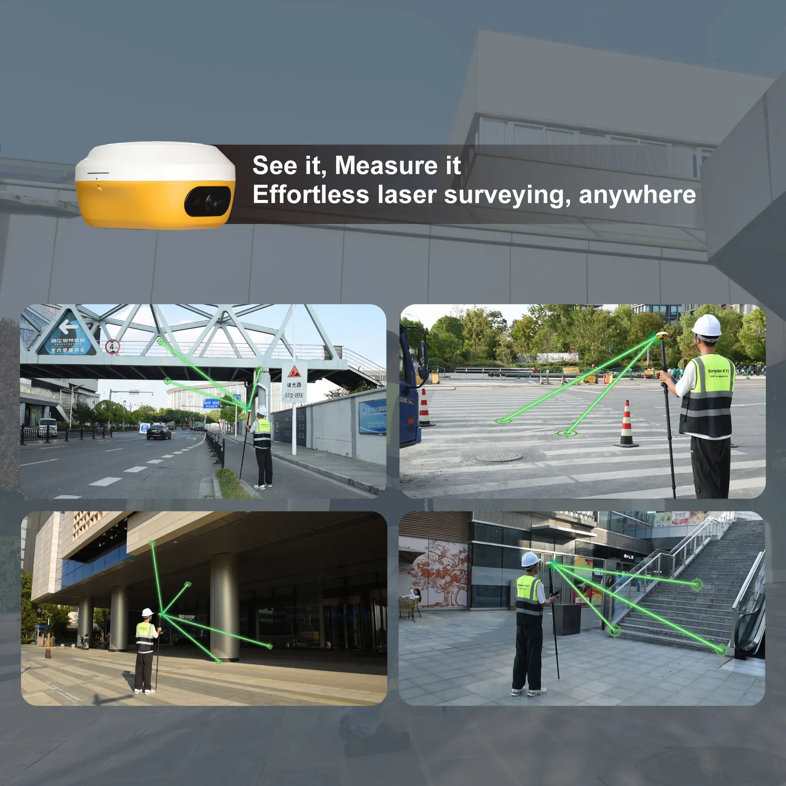 جهاز استقبال GNSS ليزر SingularXYZ L1 عالي الدقة وخفيف الوزن وضمان لمدة سنة واحدة مجمع بيانات برنامج RTK GPS GNSS Rover Kit